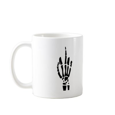 scary black halloween fuck you hand coffee mugs by Tomaniac
