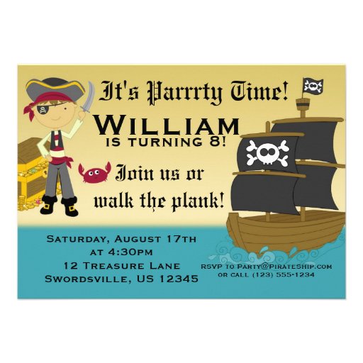 Scary Boy Pirate Birthday Party Invitation