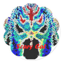Scary Cat Round Sticker