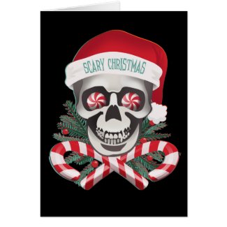 candy cane skull christmas card
