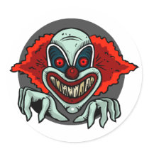 Scary Clown Round Stickers