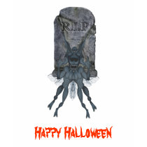 Scary Creature Tombstone Halloween T-Shirt by SmilinEyesTreasures Scary Creature Tombstone Halloween T-Shirt
