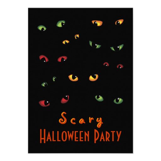 Scary Eyes Halloween Party Invitations