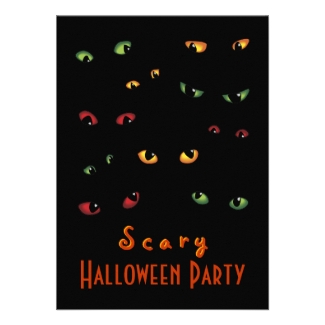 Scary Eyes Halloween Party Invitations