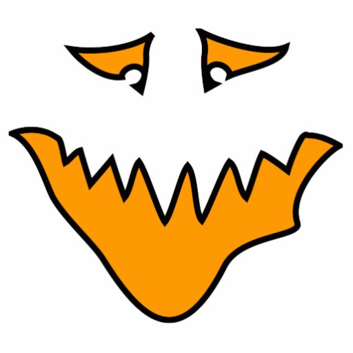 Scary Face. Monster Grin in Orange. Cut Outs