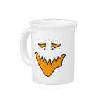 Scary Face. Monster Grin in Orange on White Pitchers