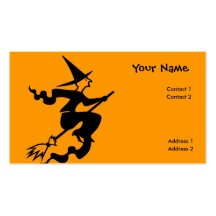 scary flying witch business card templates