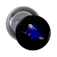Scary flying witch buttons