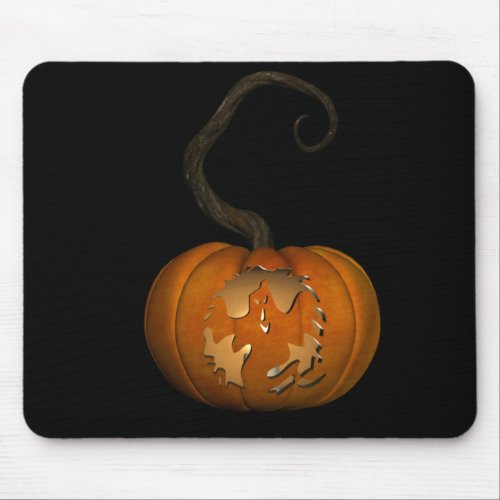 Scary Ghost Carved Pumpkin Mousepad
