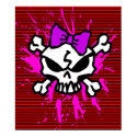 SCARY GIRL SKULL WITH SPLATTERS AND STRIPES posters by psychokiller138 SCARY GIRL SKULL WITH SPLATTERS AND STRIPES posters