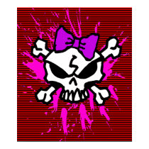 SCARY GIRL SKULL WITH SPLATTERS AND STRIPES posters by psychokiller138 SCARY GIRL SKULL WITH SPLATTERS AND STRIPES posters