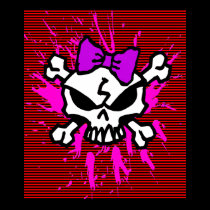 SCARY GIRL SKULL WITH SPLATTERS AND STRIPES posters