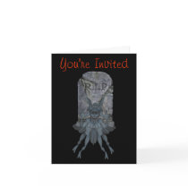 Scary Goblin Tombstone Halloween Party Invitation cards