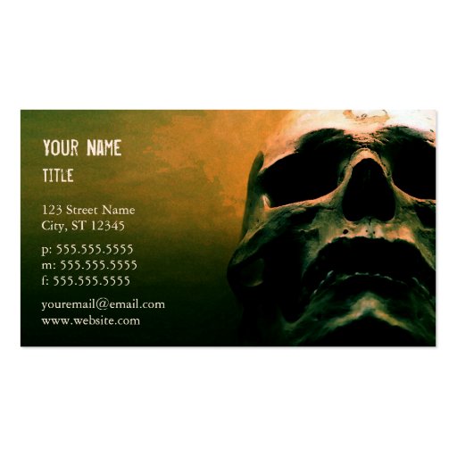 Scary grunge cool skull business card (back side)