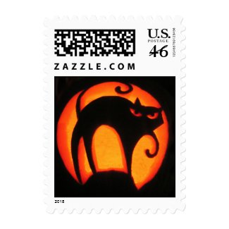 Scary Halloween Cat Jack-O-Lantern Pumpkin Stamp stamp
