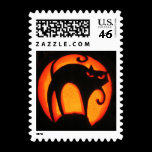 Scary Halloween Cat Jack-O-Lantern Pumpkin Stamp