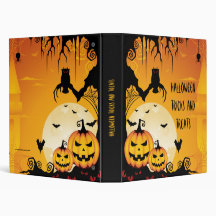 Scary Halloween Pumpkins and Full Moon 3 Ring Binder