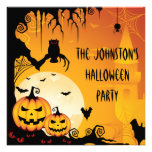 Scary Halloween Pumpkins and Full Moon Custom Invitations