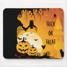 Scary Halloween Pumpkins and Full Moon Mouse Pad