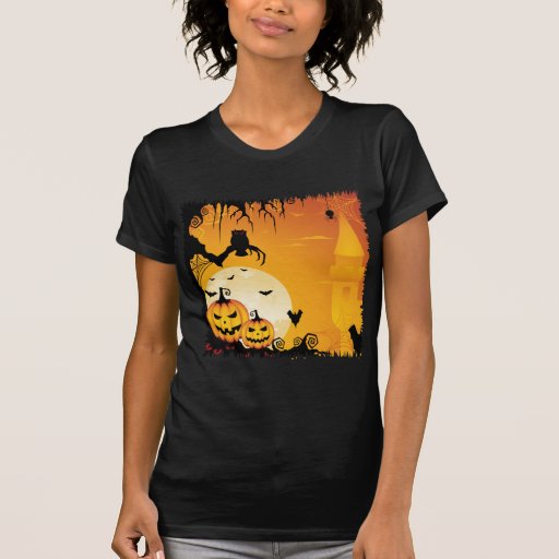 Scary Halloween Pumpkins and Full Moon Tshirts