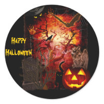 Scary Halloween Round Stickers