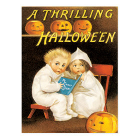 Scary Halloween Stories Vintage Postcard