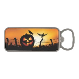 Scary Halloween Themed Background Magnetic Bottle Opener