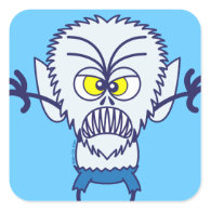 Scary Halloween Werewolf Emoticon Square Sticker