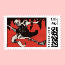 Scary Halloween Witch postage stamp