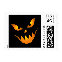 Scary Jack o lantern Halloween postage stamp