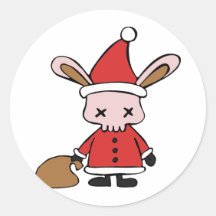 Scary Pink Xmas Bunny Stickers