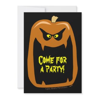 Scary Pumpkin Halloween Party Invitations