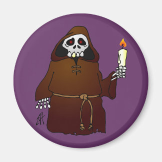 Scary Skeleton Monk 2 Inch Round Magnet