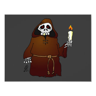 Scary Skeleton Monk 4.25x5.5 Paper Invitation Card