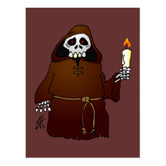 Scary Skeleton Monk Postcard