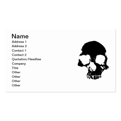 Scary skull cool gothic business cards (front side)