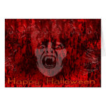 Scary Vampire Lady in Blood Card