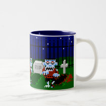 Scary Zombie Pixel Art Graveyard Awakening Mug mugs