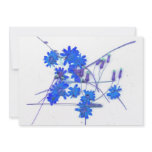 Scattered blue colored wild flowers personalized invitations