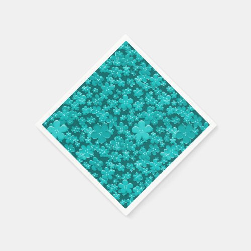 Scattered Flowers, Teal-PAPER PARTY NAPKINS