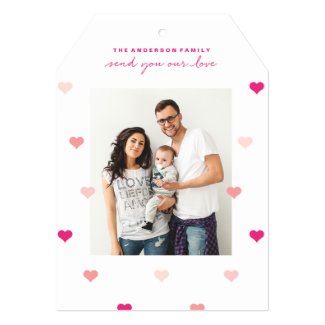 Scattered hearts Valentine's day photo card