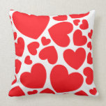 Scattered Red Hearts Throw Pillow