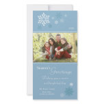 Scattered Snowflakes Holiday Photocard (blue) Custom Photo Card