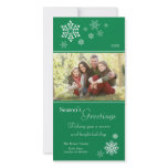 Scattered Snowflakes Holiday Photocard (green) Photo Greeting Card
