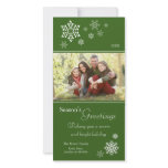 Scattered Snowflakes Holiday Photocard (green 2) Photo Card