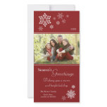 Scattered Snowflakes Holiday Photocard (red) Photo Greeting Card