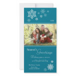 Scattered Snowflakes Holiday Photocard (teal) Photo Card
