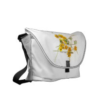 Scattered wildflowers in yellow and white courier bag