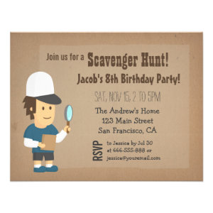 Scavenger Hunt Birthday Party Invitations