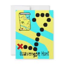 Scavenger Hunt Map Party Theme Invitations